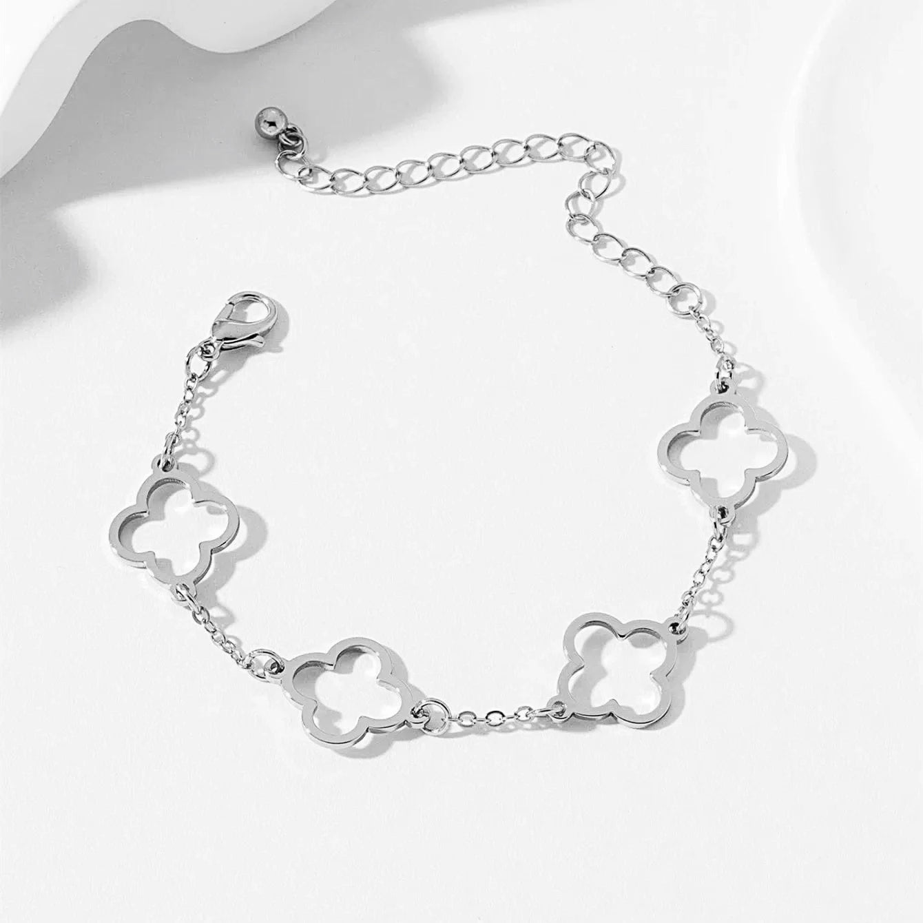 2PCS French Lucky Clover Bracelet Set For Women High Quality Stainless Steel INS Hot Selling Bracelet Charm Feeling Jewelry Gift